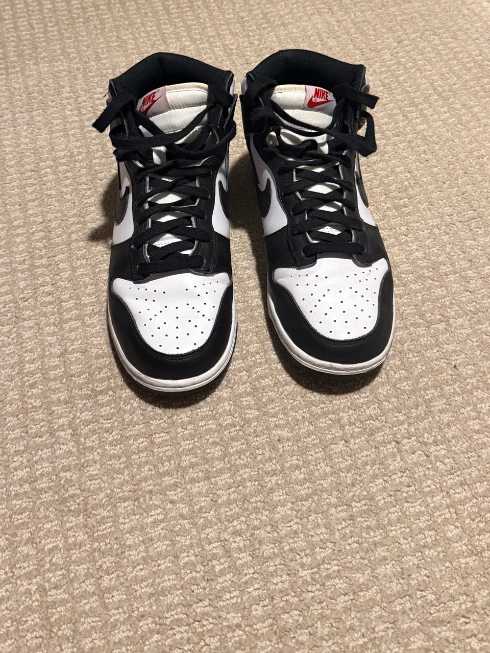 Nike Kids Black and White High-Top Sneakers with Red Accent